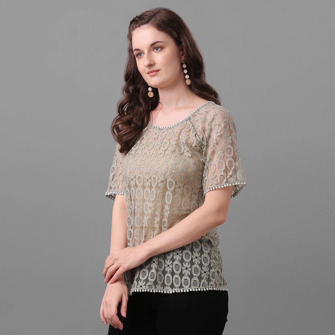 Lace Top With Tassels Detail