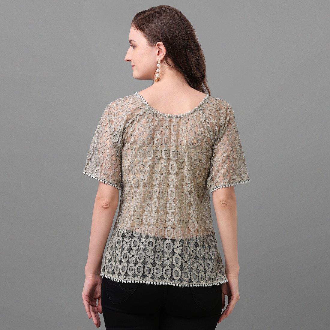 Lace Top With Tassels Detail